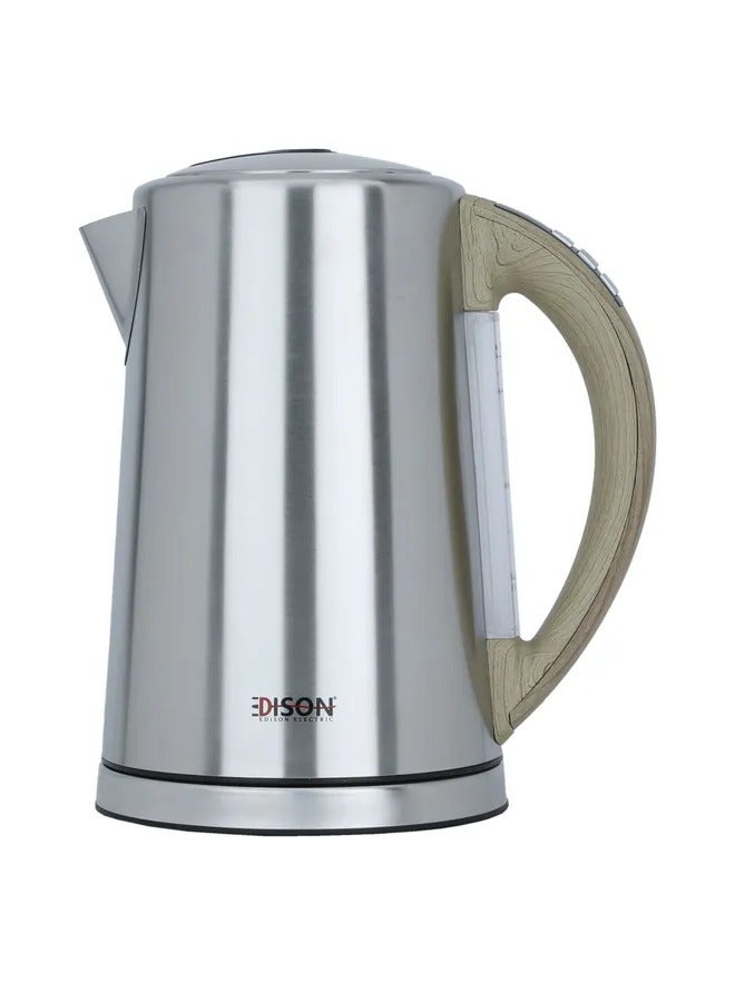 اديسون غلاية ماء أستيل بيد خشبي فاتح 1.7 لتر 2100 واط - Image 1