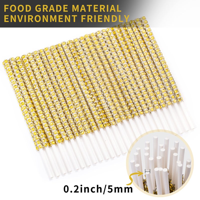 MGWOTH 24 Pack Bling Cake Pop Sticks And Wrapper Kit Rhinestone Lollipop Making Decor Set With Twist Ties & Bags Diamond Candy Holder For Chocolate Fruit Dessert Treat Buffet Decor Wedding Party Table - Image 2