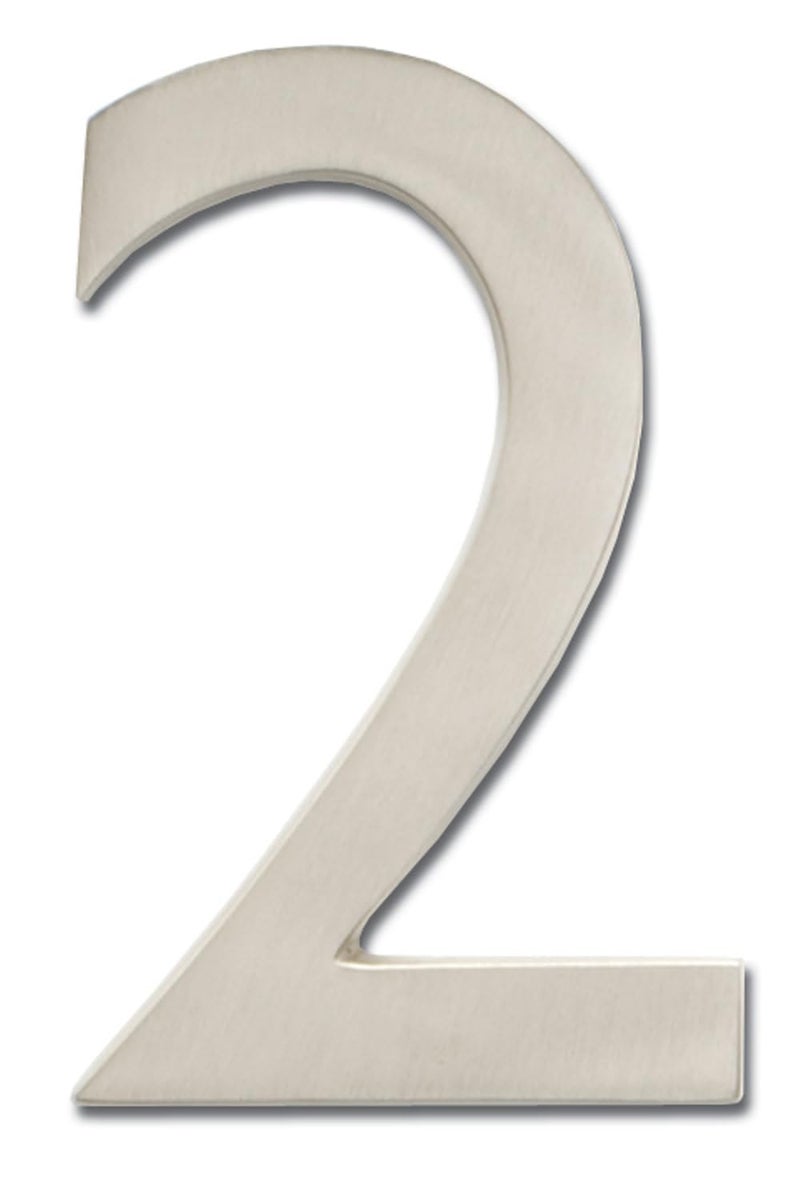 Architectural Mailboxes 3582SN2 4 inch Solid Brass Floating House Number 2 Satin Nickel
