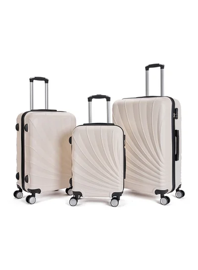 LIMRA Travel Bags From limra it consists of 3 luggage bags with a modern design and a solid beige color