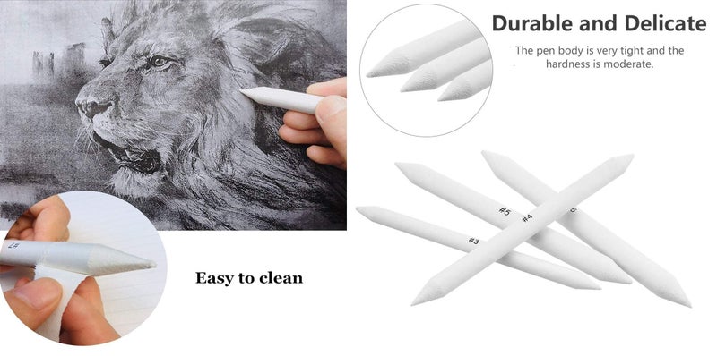 ChiggiWiggi Art Foundation Blending Brush with 6 Pcs Blending Paper Stumps, 1 Pcs Kneadable Eraser - Image 2
