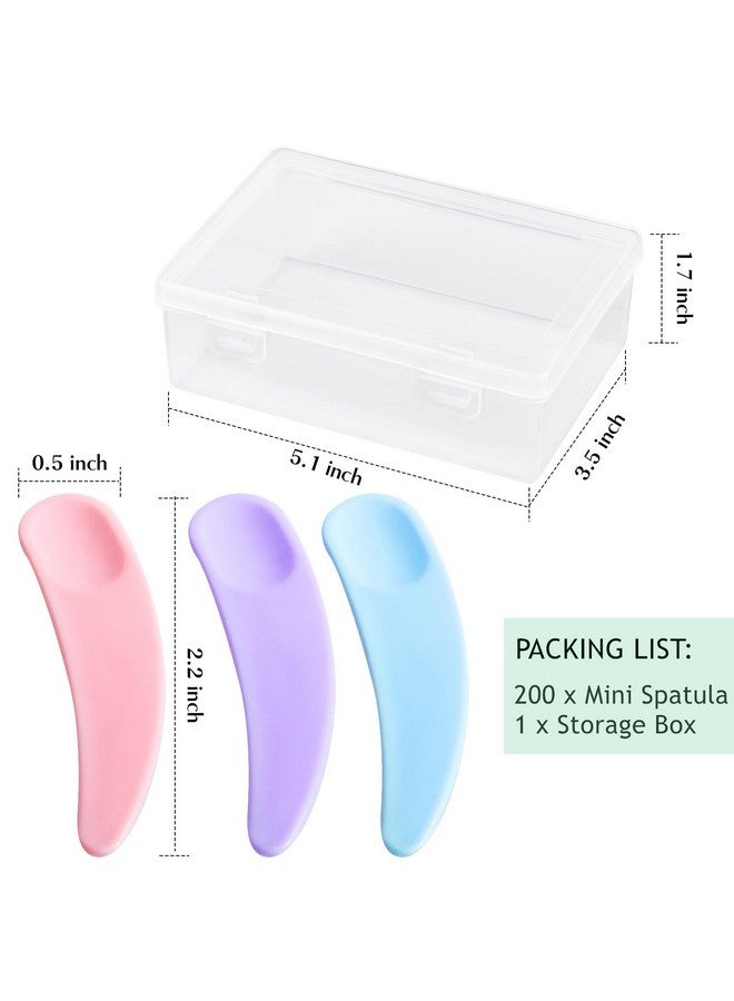TUZAZO 200pcs Mini Spatula for Cosmetics, Bulk Disposable Makeup Spatulas Mini Plastic Makeup Scoop Spatulas for Cosmetic Mixing and Sampling (Multi Colored with Storage Box) - Image 2