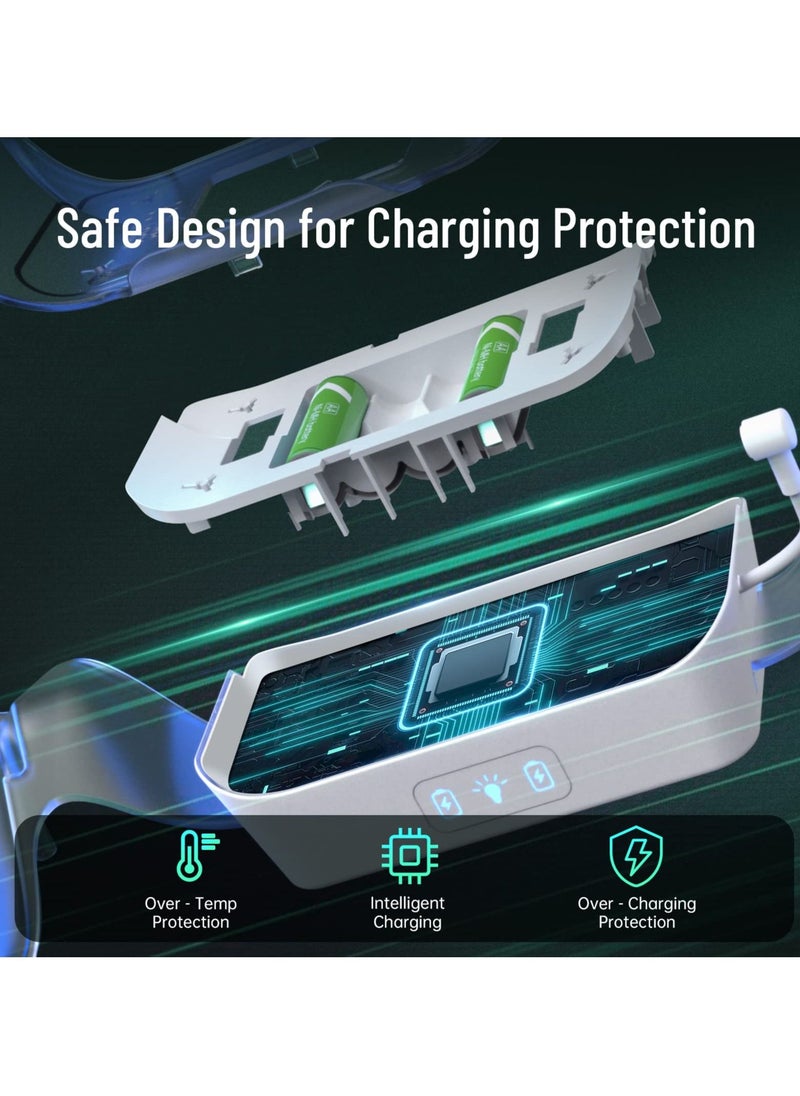 SYOSI - VR Charging Dock for Oculus Quest 2, LED Light Enhanced Headset Display Fast Charging Stand Touch Controller Mount Accessories for Meta Quest 2, 2 Rechargeable Batteries, Magnetic Type-C Connector - Image 1