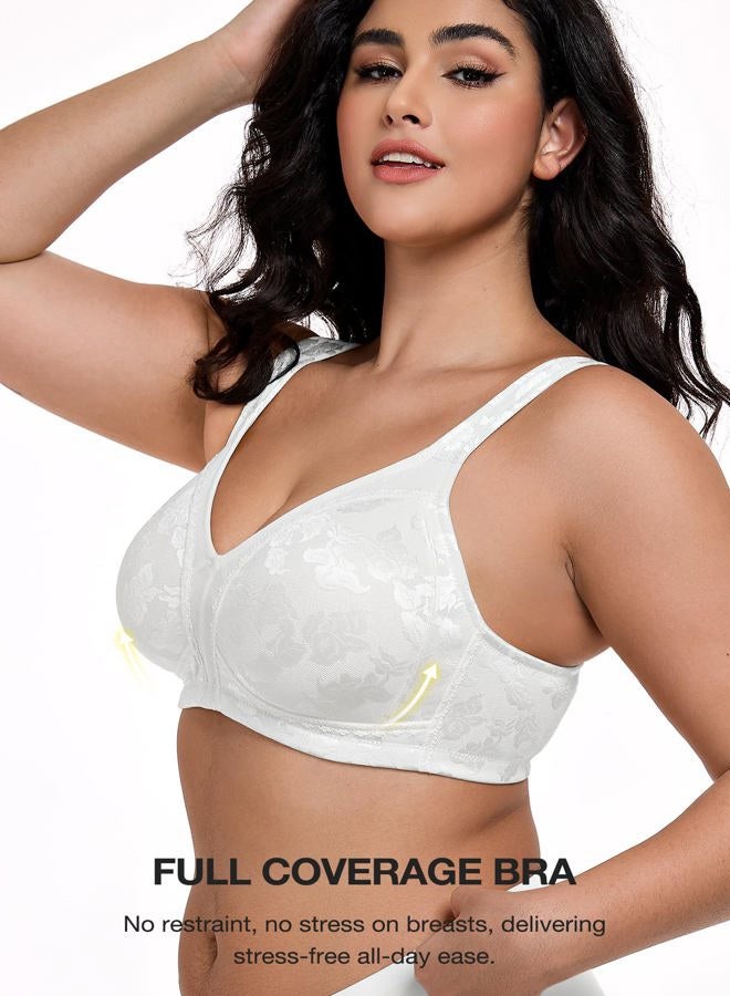 Wingslove Women's Minimizer Bras Full Coverage Wirefree Comfort Plus Size Bra Large Bust Non Padded, White, 100E - Image 2