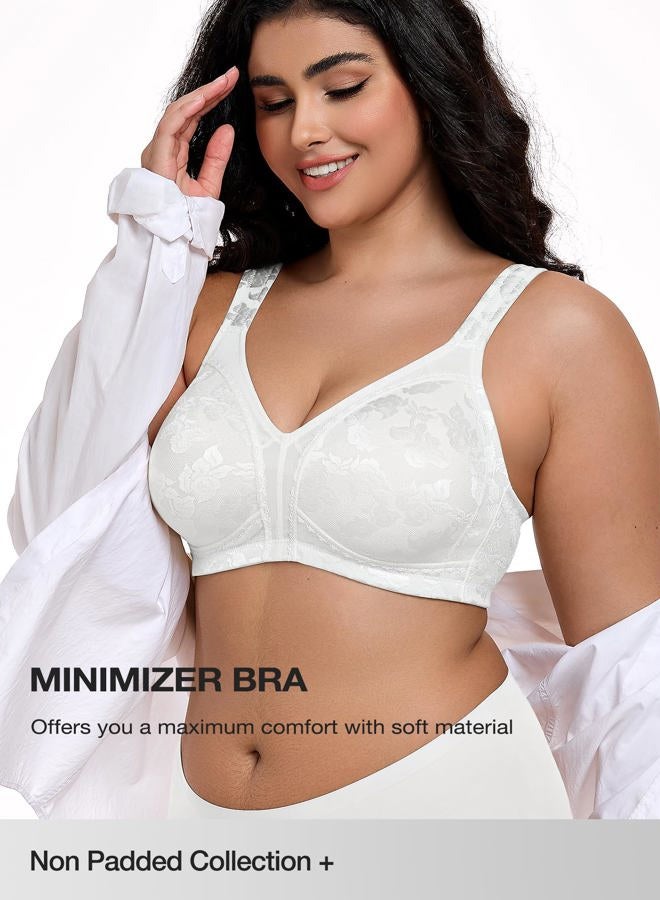 Wingslove Women's Minimizer Bras Full Coverage Wirefree Comfort Plus Size Bra Large Bust Non Padded, White, 100E - Image 4