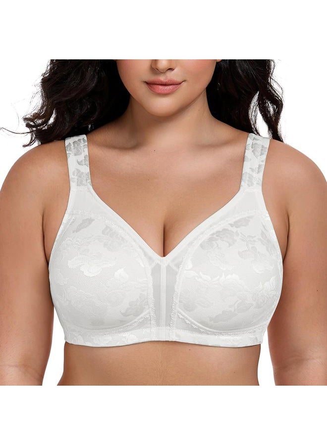 Wingslove Women's Minimizer Bras Full Coverage Wirefree Comfort Plus Size Bra Large Bust Non Padded, White, 100E - Image 1