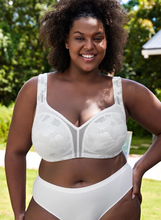 Wingslove Women's Minimizer Bras Full Coverage Wirefree Comfort Plus Size Bra Large Bust Non Padded, White, 100E - Image 5