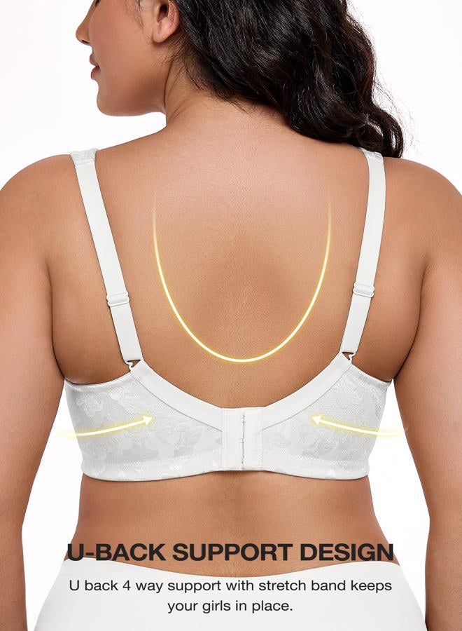 Wingslove Women's Minimizer Bras Full Coverage Wirefree Comfort Plus Size Bra Large Bust Non Padded, White, 100E - Image 3