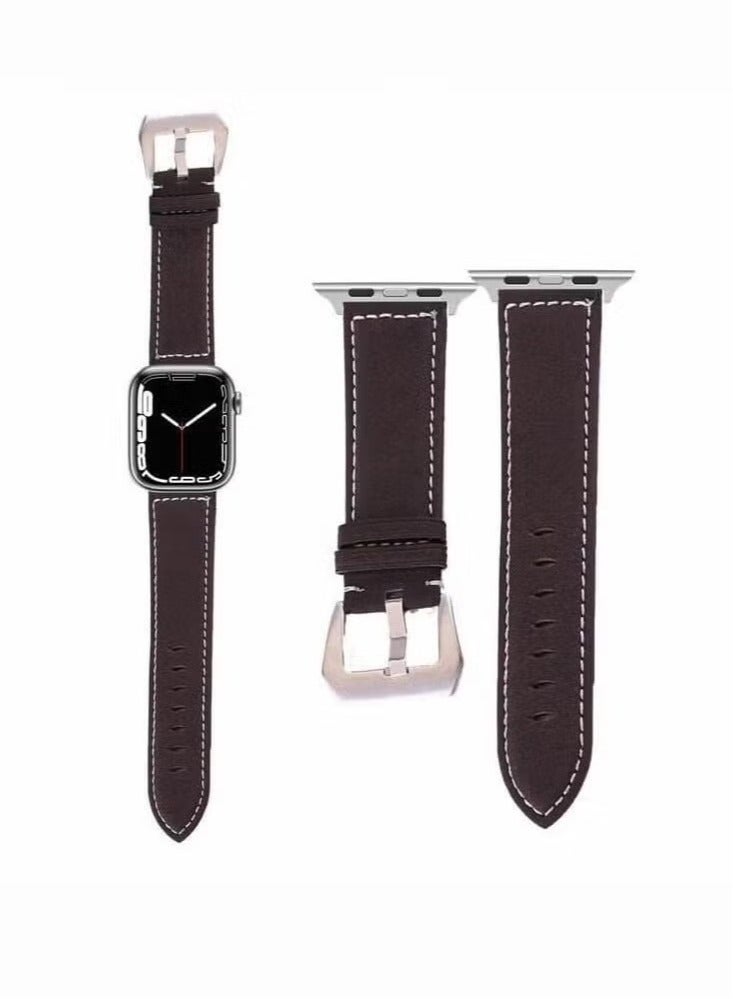 vesus Vintage Washed Genuine Leather Replacement Band For Apple Watch 41/40/38mm Series 7/6/5/4/SE