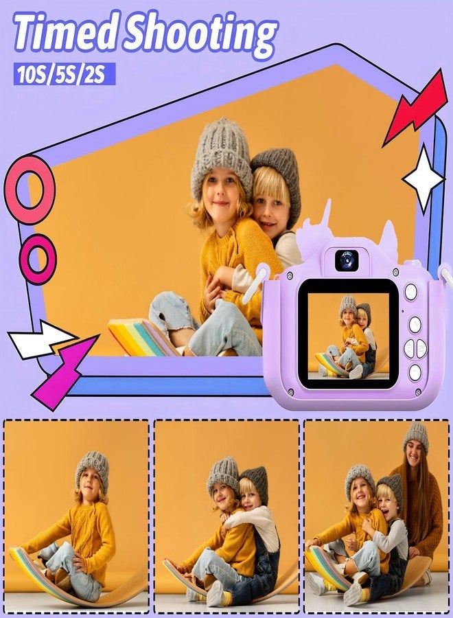 AiTechny Kids Camera Digital Camera for Age 3-8,1080P HD Video Selfie Toddler Camera with Soft Cover, Christmas Birthday Gifts for Kids - 32GB SD Card - Purple - Image 5
