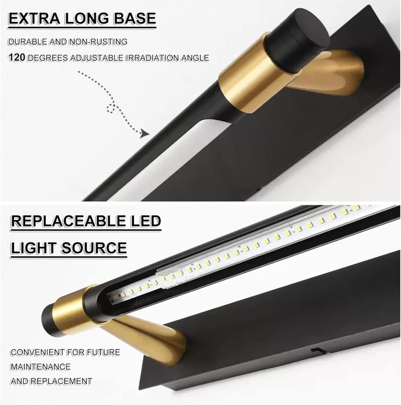 JACKAL® 12W LED 3in1 Mirror Lights (Black Gold Body), Adjustable Bathroom Vanity Sconce Makeup Wall Light, Dressing Table Cabinet Picture Photo Frame Lights (White, Warm White, Natural White) - Image 4