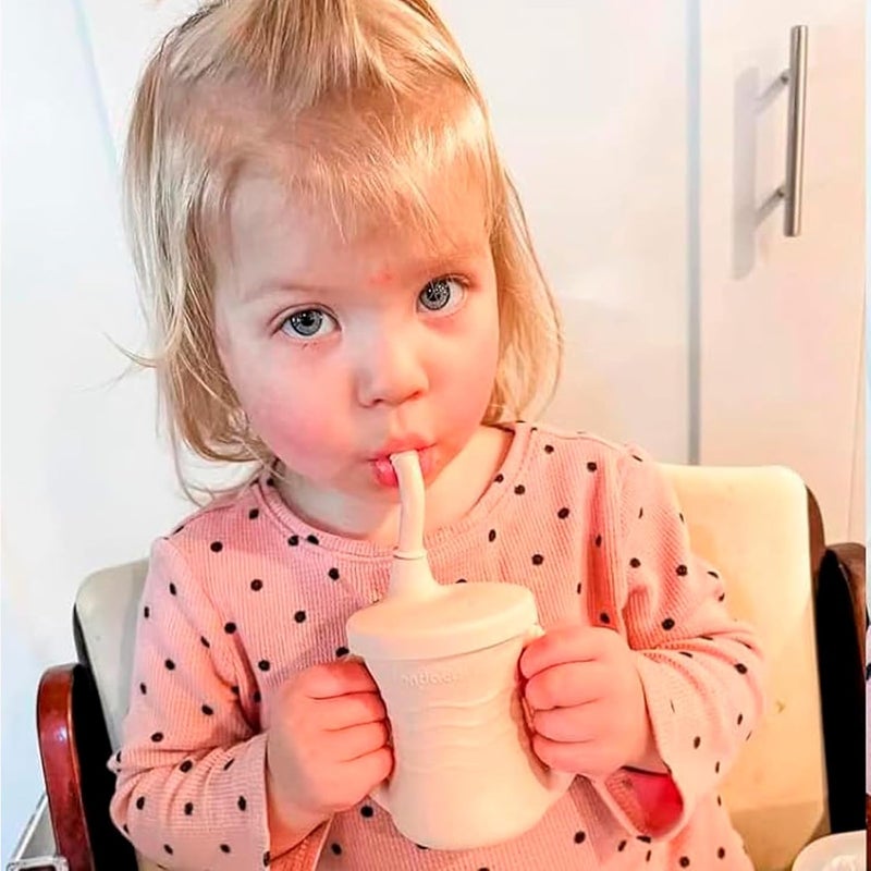 PandaEar 2 Pack Silicone Baby Training Cup Shatterproof Toddler Sippy Cups with Straw Drinking Sippy Cups for Baby and Toddler 6 Months 5 Oz Dark PinkLight Pink - Image 2