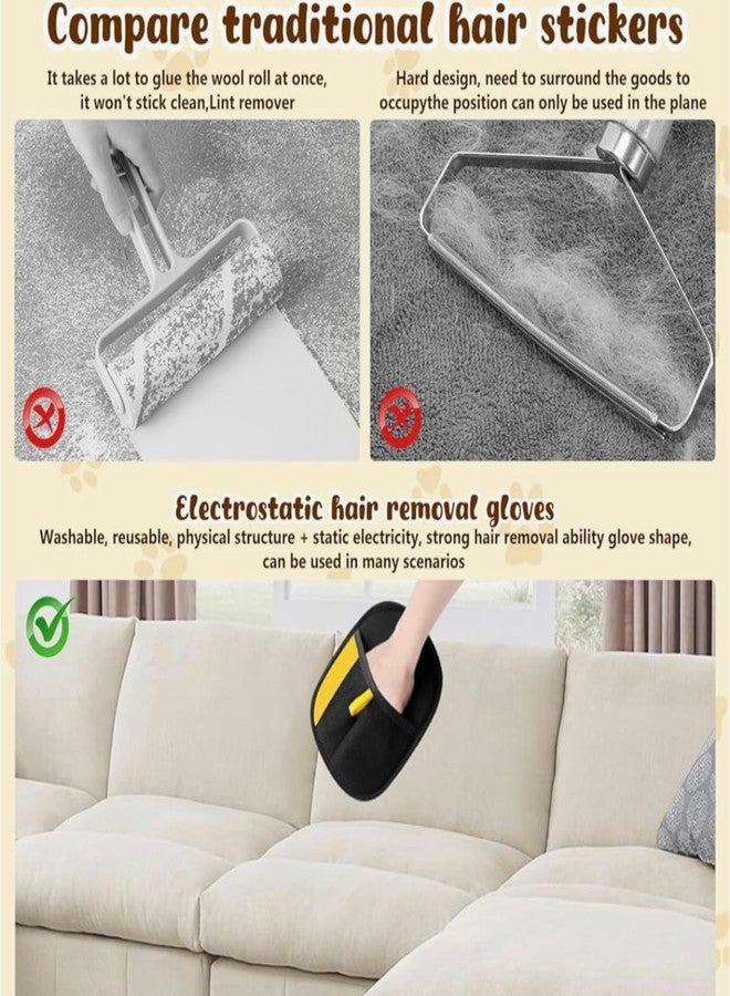 Pet Hair Remover Glove (3 Pack) Electrostatic Fur Removing Mitts for Furniture & Grooming - Image 5