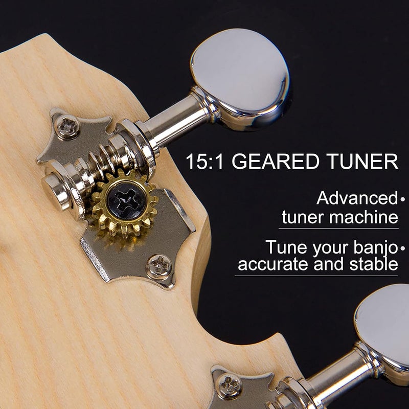 AKLOT Banjo Ukulele, Concert 23 inch Remo Drumhead Open Back Maple Body 15:1 Advanced Tuner with Two Way Truss Rod Gig Bag Tuner String Strap Picks - Image 4