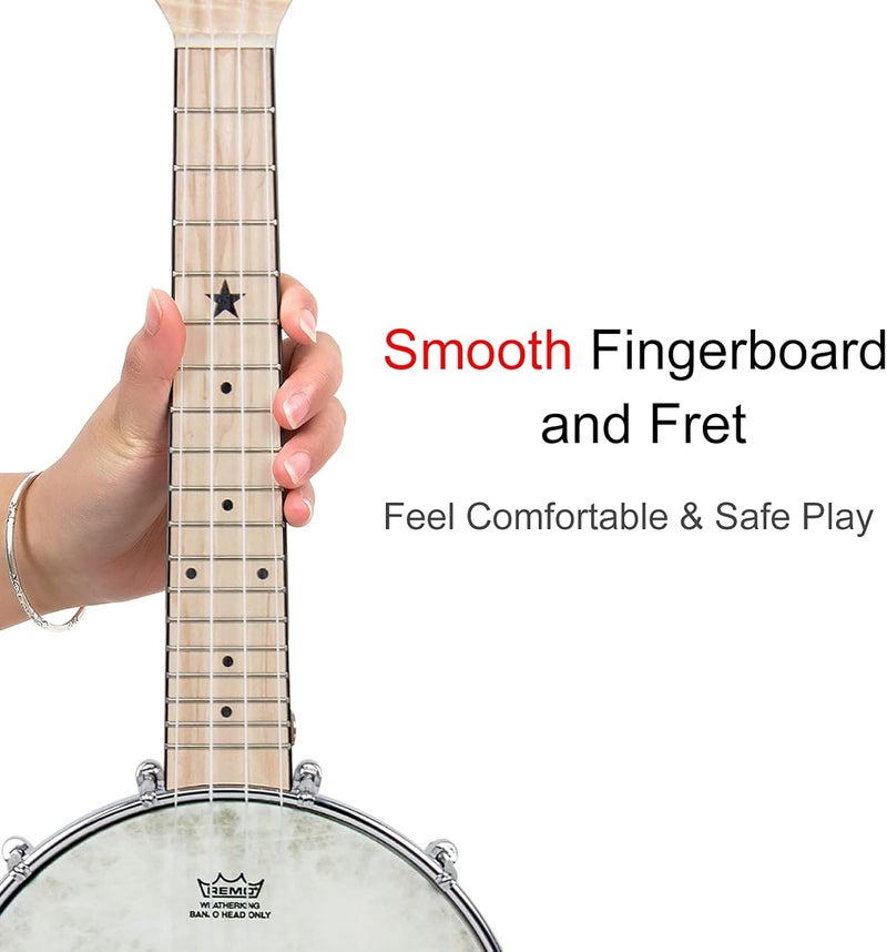 AKLOT Banjo Ukulele, Concert 23 inch Remo Drumhead Open Back Maple Body 15:1 Advanced Tuner with Two Way Truss Rod Gig Bag Tuner String Strap Picks - Image 2