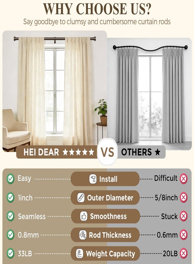 HEI! DEAR Bronze Curtain Rods 28 to 48 Inch, 1 Inch Heavy Duty, Adjustable, Modern Decorative, Telescoping Single Window, Antique Bronze - Image 5