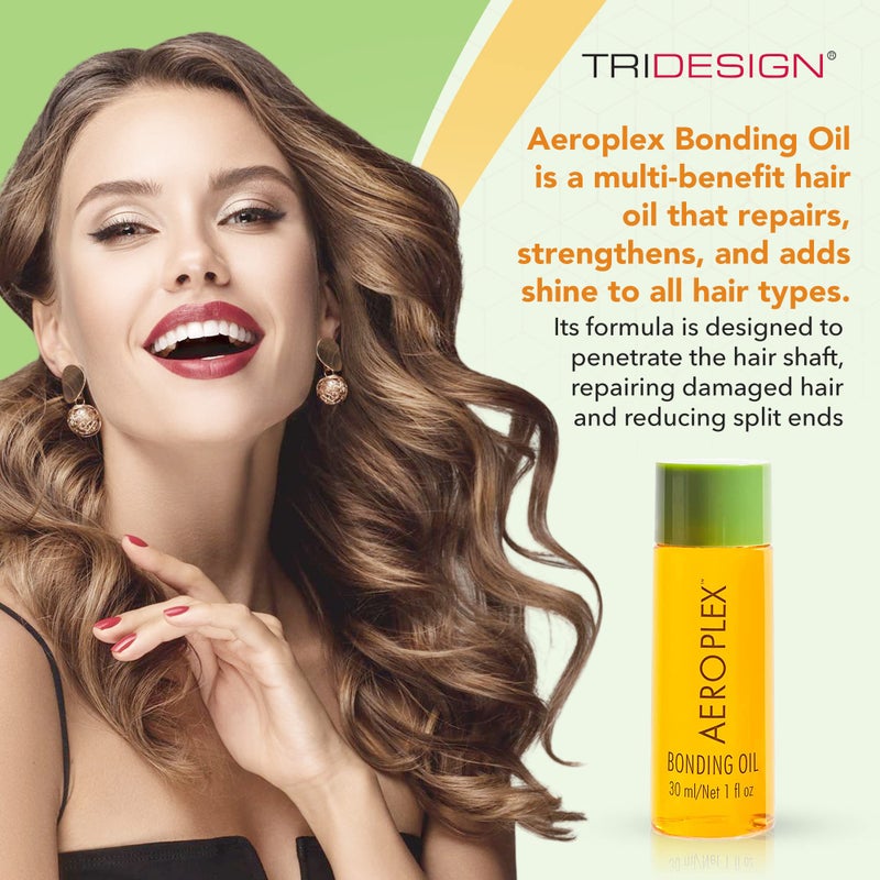 TRIDESIGN Aeroplex Bonding Oil - Repairs, Promotes Growth & Prevents Breakage - Silky Serum for Dry, Damaged & Frizzy Hair - Travel Size 30ml - Salon-Tested with UV & Heat Protection - Image 4