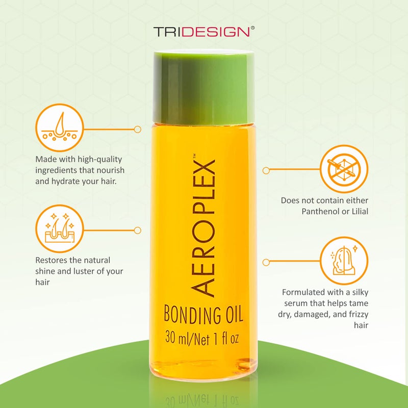 TRIDESIGN Aeroplex Bonding Oil - Repairs, Promotes Growth & Prevents Breakage - Silky Serum for Dry, Damaged & Frizzy Hair - Travel Size 30ml - Salon-Tested with UV & Heat Protection - Image 2