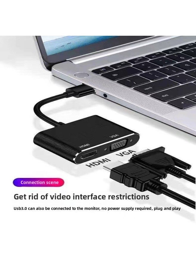 USB3.0 To HDMI/VGA Converter Computer To TV HD Docking Station To Expand Display Cable-Color:Black: 3.0 USB To HDMI + VGA + Audio - Image 4
