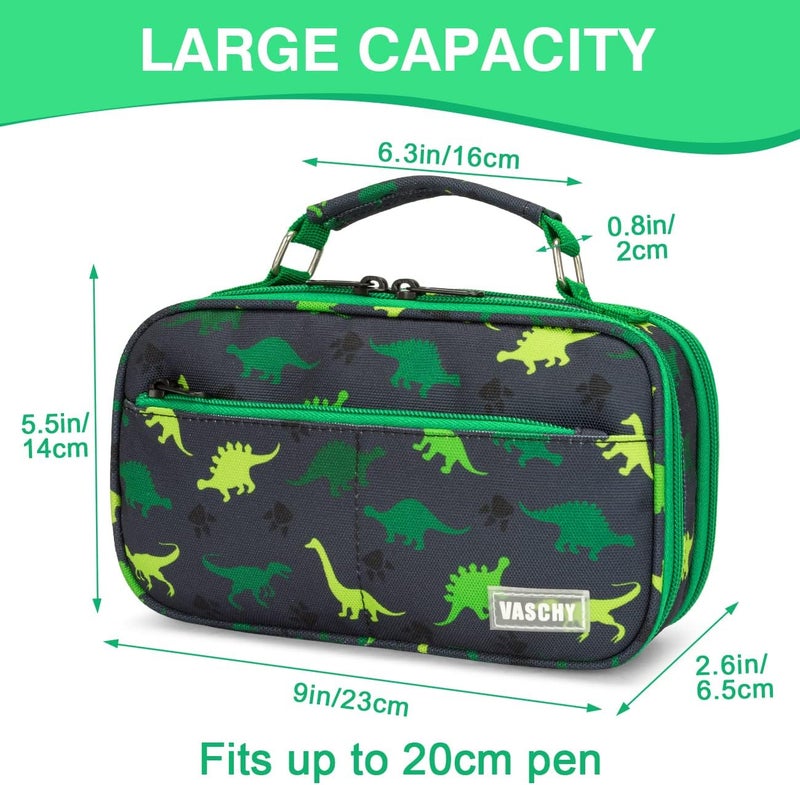 Vaschy Multi-use upgraded craftsmanship Pencil Case for Boys, Aesthetic Kawaii Large Pencil Pouch Stationary Pencil Bag/Box for Preppy Kids, Pen Organizer Holder School Supply Green Dinos Multi-budget available picks - Image 2