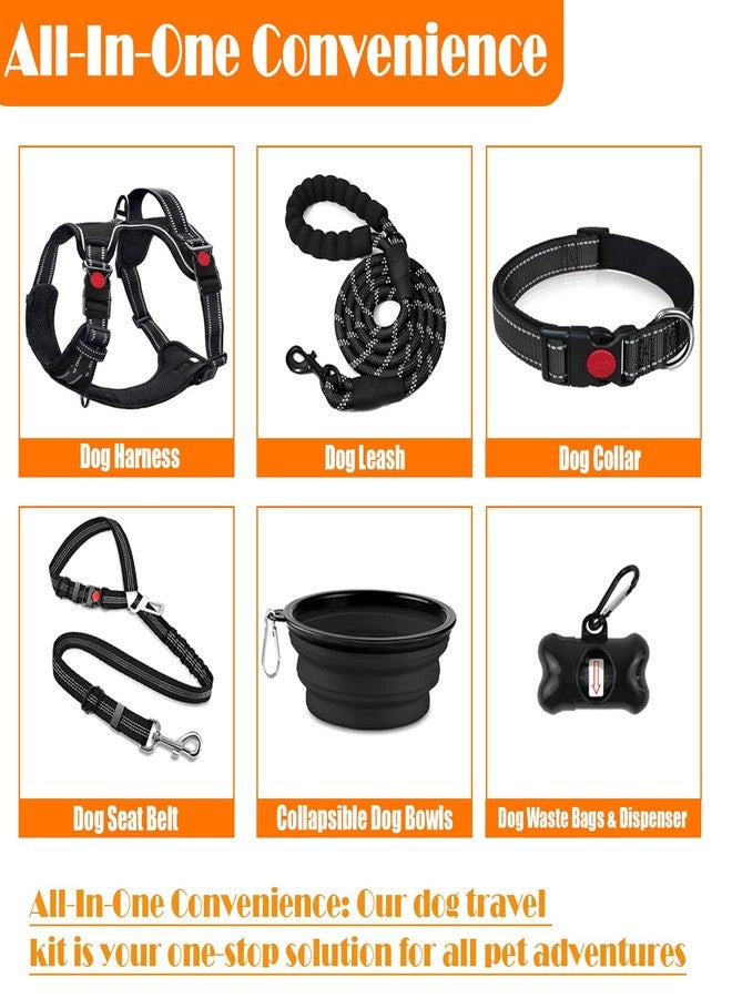 LOBEVE No Pull Dog Harness, Collar & Leash Set | Includes Dog Seat Belt, Collapsible Bowls & Poop Bag Dispenser. Ideal for Training, Walking, Hiking. Fits Small to Large Dogs(Black-XL) - Image 2