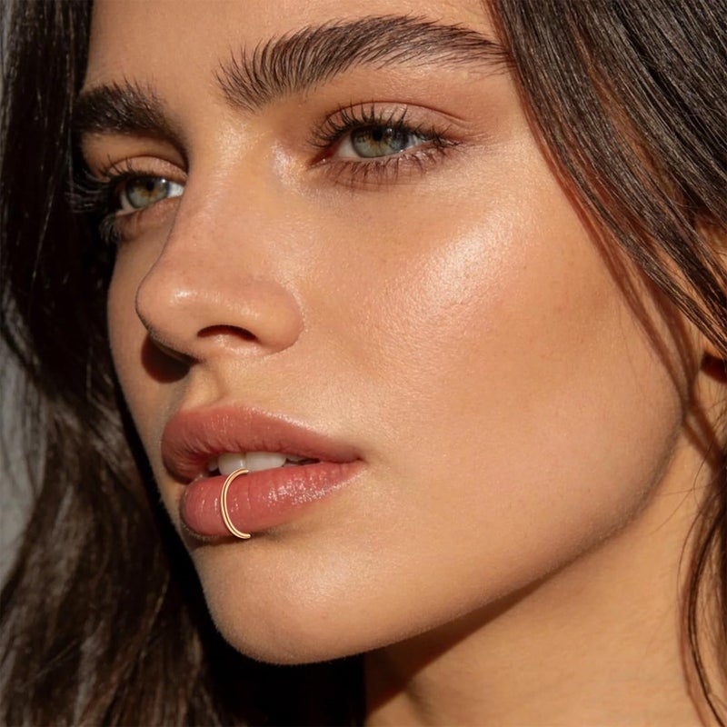 JFORYOU 6 قطع حلقات أنف مزيفة، 16G فولاذ مقاوم للصدأ مرصع بـ CZ مجوهرات ثقب مزيف، مشبك ربيع على حلقة دائرية بدون ثقب لأنف النساء والرجال - Image 4