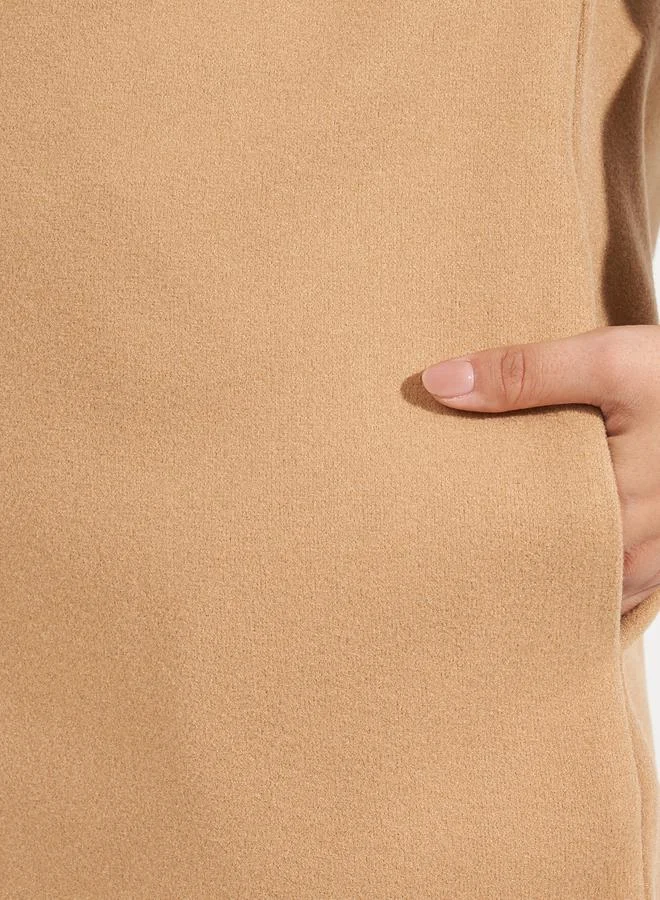 Styli Regular Fit Longline Wool Like Hooded Coat