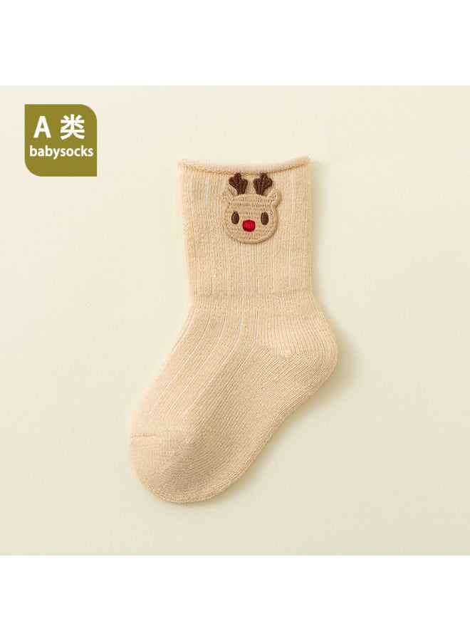 Newborn Baby Autumn And Winter Type A Cotton Baby Loose Mouth And Thickeneded Floor Socks For 0-6 Months 1
