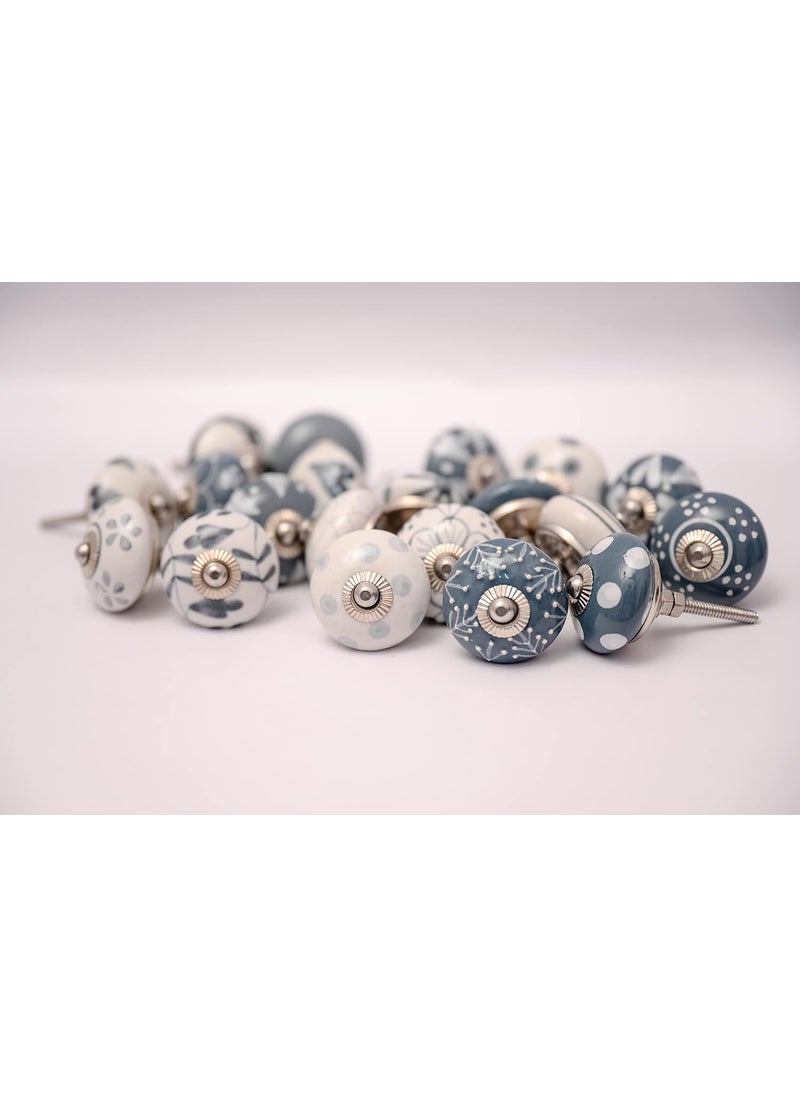 JGARTS JGARTS 10 Knobs Grey White Cream Hand Painted Ceramic Knobs Cabinet Drawer Pull Pulls New 10 