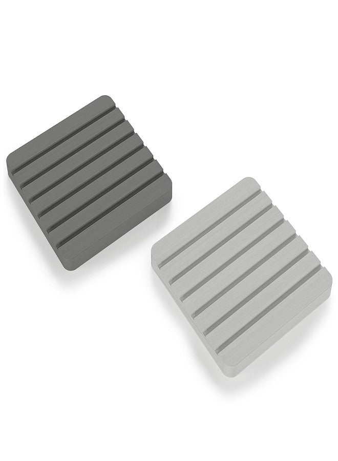 Sweet Elegance Water Absorbent Diatomite Set of 2 Coaster Coasters Rectangle Grooved Design Water Absorbing Coaster Non-silp Desk Durable Cup Mats Table Ornament Decorations for Home Festival - Image 1