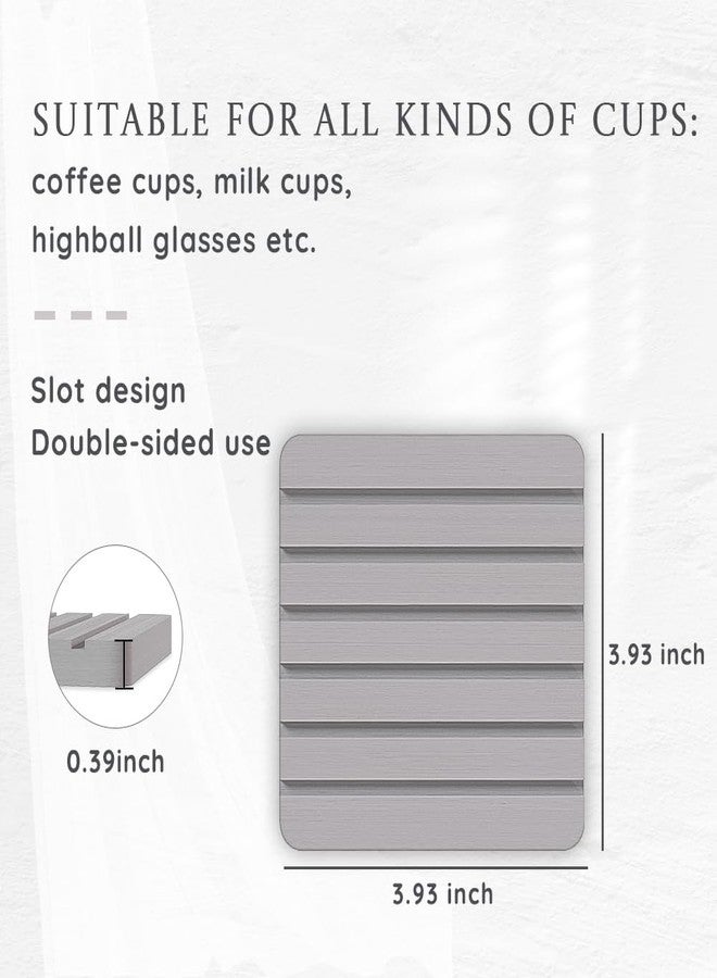 Sweet Elegance Water Absorbent Diatomite Set of 2 Coaster Coasters Rectangle Grooved Design Water Absorbing Coaster Non-silp Desk Durable Cup Mats Table Ornament Decorations for Home Festival - Image 2