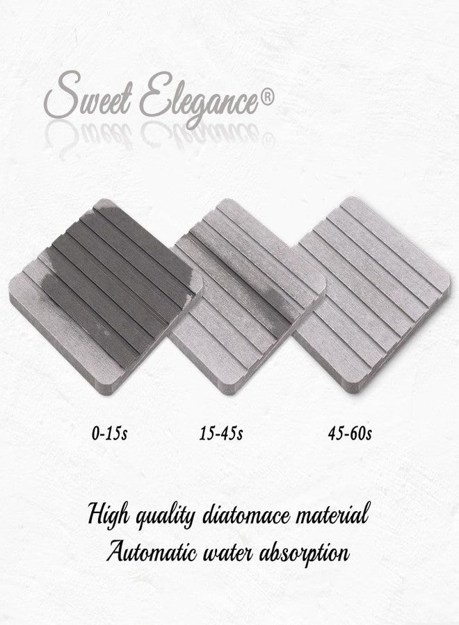 Sweet Elegance Water Absorbent Diatomite Set of 2 Coaster Coasters Rectangle Grooved Design Water Absorbing Coaster Non-silp Desk Durable Cup Mats Table Ornament Decorations for Home Festival - Image 5