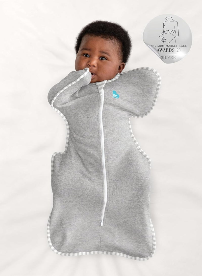 لاف تو دريم بطانية قماط أساسية لحديثي الولادة من 0 إلى 6 أشهر للفتيات والفتيان، 1.0 حقيبة نوم للأطفال مزودة بأذرع توفر نومًا مريحًا وهادئًا، نسيج قطني رمادي - Image 3