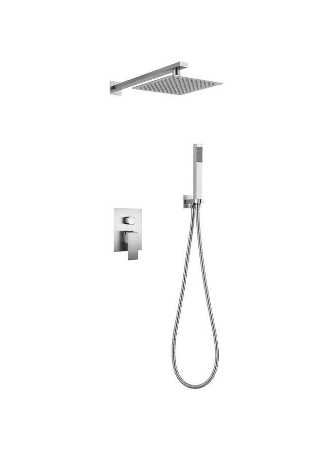 Brushed Nickel Concealed Shower Kit Set 2 Functions - Image 1