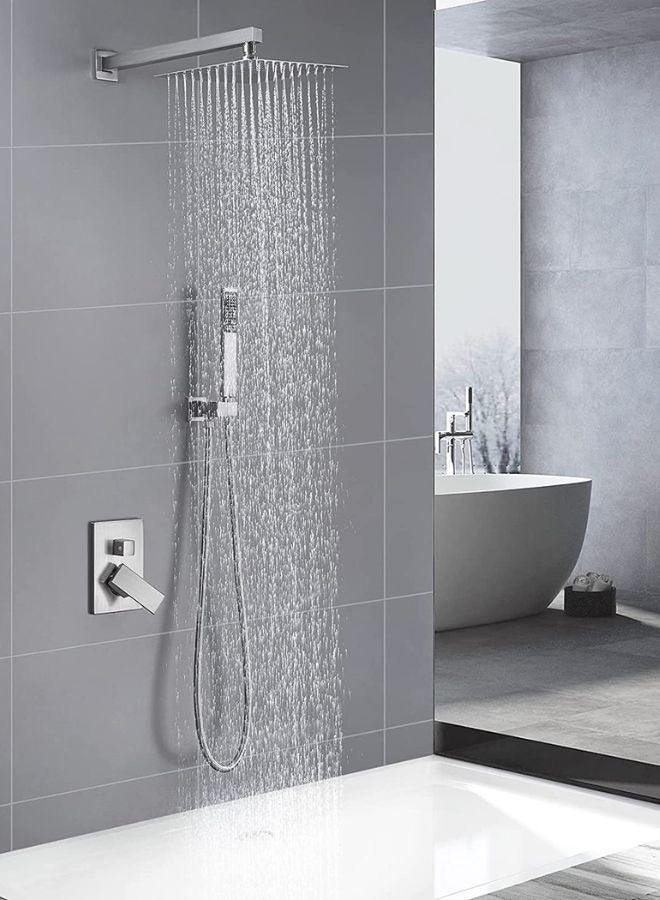 Brushed Nickel Concealed Shower Kit Set 2 Functions - Image 2