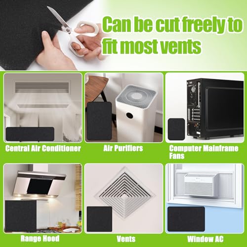 MADHOLLY 15.7" x 27.6" Extra Large Cuttable Air Conditioner Filters - Cut to Fit Carbon Pad Air Purifier Filters, Washable Reusable Foam Pad Pre Filter Roll for Air Filters AC Window Unit Charcoal Sheet - Image 2