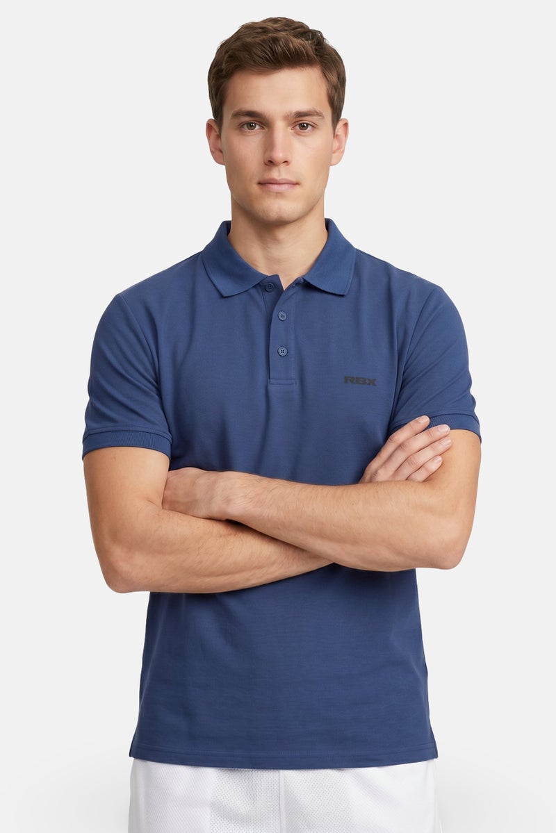 RBX Men Sportswear Fit Short Sleeve Outdoor Polo Shirt, Slate Blue - Image 1