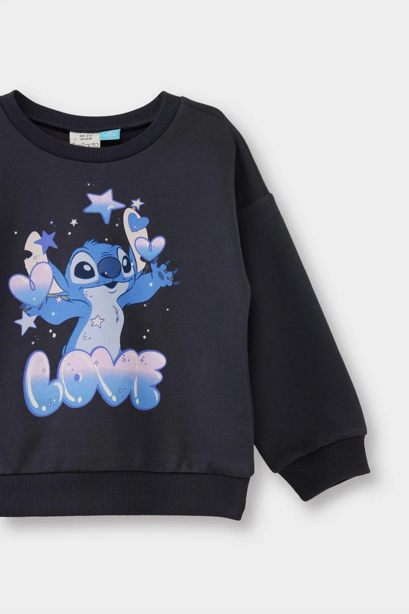 DeFacto Regular Fit Lilo &amp; Stitch Licensed Crew Neck Sweatshirt