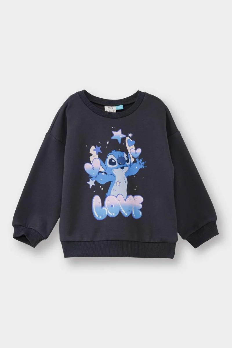 DeFacto Regular Fit Lilo &amp; Stitch Licensed Crew Neck Sweatshirt