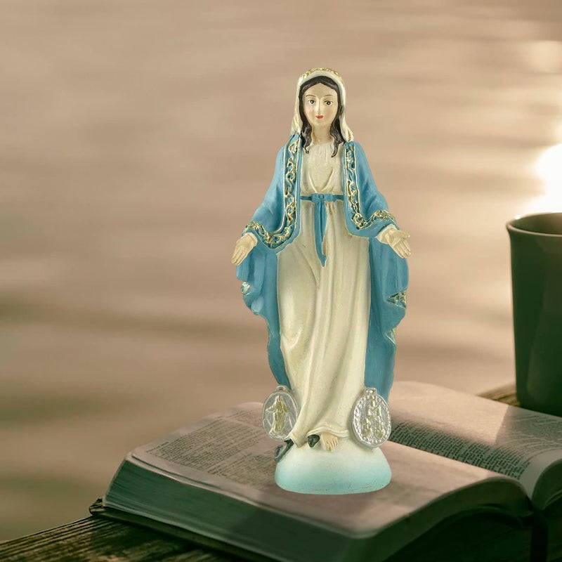DurableDelights Virgin Mary Statue Catholic, Religious Decor Resin Statue, Our Lady of Grace of Collection and Home Use, 4.72" H. - Image 2