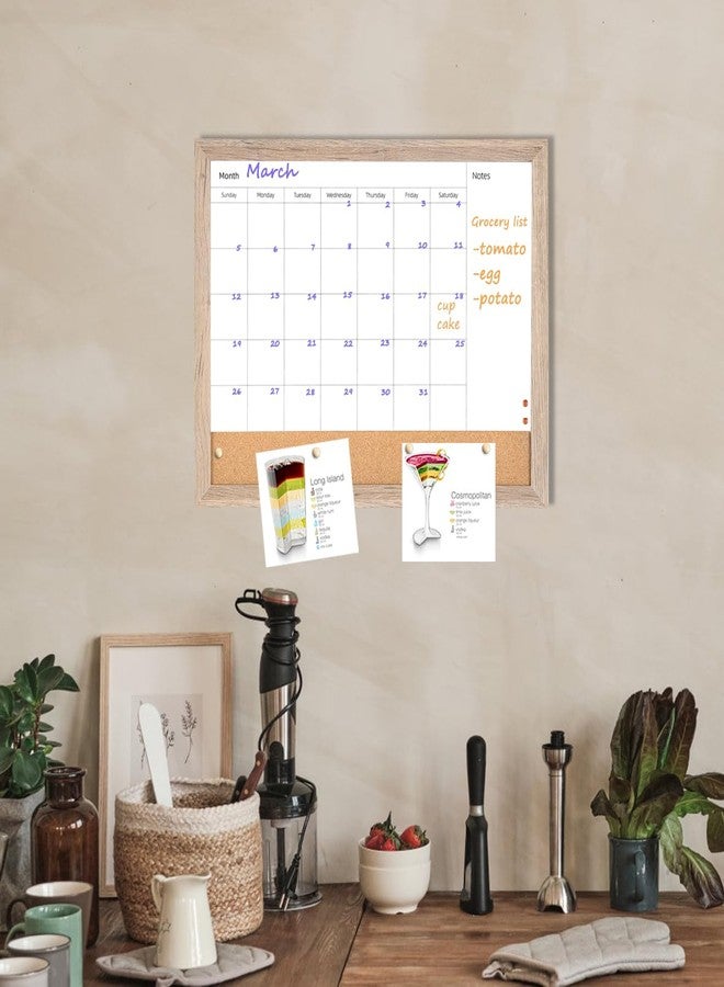 Umtiti Monthly Calendar Dry Erase White Board & Cork Bulletin Board，13" x 17" Light Brown Wood Frame，Magnetic Surface Whiteboard.Perfect for Organizing Your Space.Whiteboard+Cork-3343B-QZ - Image 5