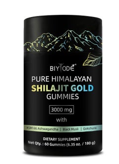 BIYODE Pure Himalayan Shilajit Supplement For Men & Women - High In Trace Minerals & Ashwagandha - Energy, Brain, Immunity Dietary Supplement 60 Gummies  - Image 1