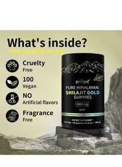 BIYODE Pure Himalayan Shilajit Supplement For Men & Women - High In Trace Minerals & Ashwagandha - Energy, Brain, Immunity Dietary Supplement 60 Gummies  - Image 2