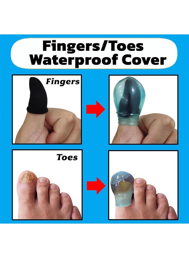 4 Pcs Waterproof Finger Protectors Waterproof Toe Cover for Shower and Nail Care Comfortable and Durable Soaking Sleeves for Fingers and Toe - Image 3