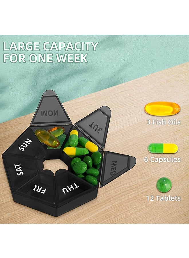 7 Day Weekly Pill Box Organizer Black, Never Miss a Dose With Large Pill Box, Portable Pocket Pharmacy Box For Pills - Image 4