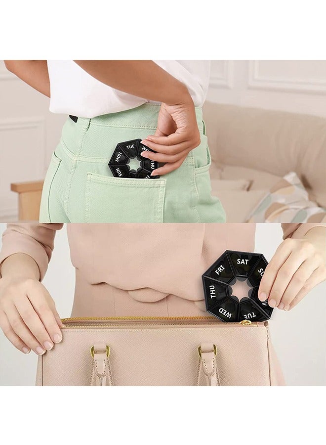 7 Day Weekly Pill Box Organizer Black, Never Miss a Dose With Large Pill Box, Portable Pocket Pharmacy Box For Pills - Image 5