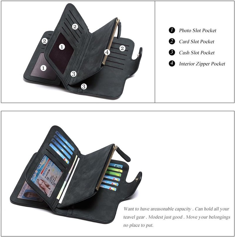 CLUCI Wallet For Women PU Leather RFID Blocking Womens Wallet Bifold Card Holder with ID Window Gifts for Women Birthday - Image 5