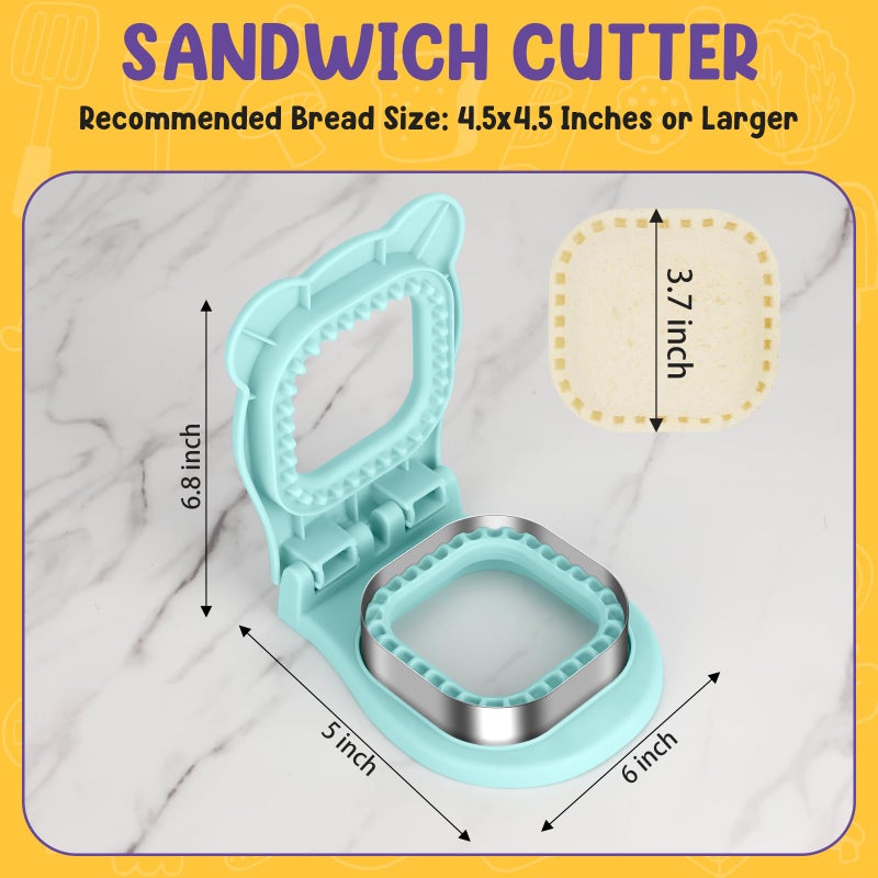 TACGEA Uncrustable Sandwich Cutter Maker â€“ Sandwich Sealer and Cutter for Lunchbox and Breakfast, Square Shape, Light Blue - Image 5