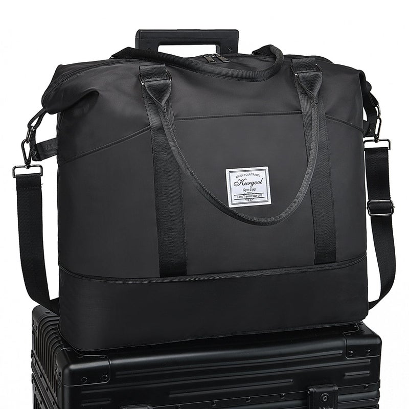 KURGOOL Large Travel Bag with Wet Pocket Multiple Pockets Gym Duffel Tote Bag Waterproof Carry On Bag with Trolley Sleeve - Image 2