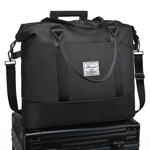 KURGOOL Large Travel Bag with Wet Pocket Multiple Pockets Gym Duffel Tote Bag Waterproof Carry On Bag with Trolley Sleeve - Image 1